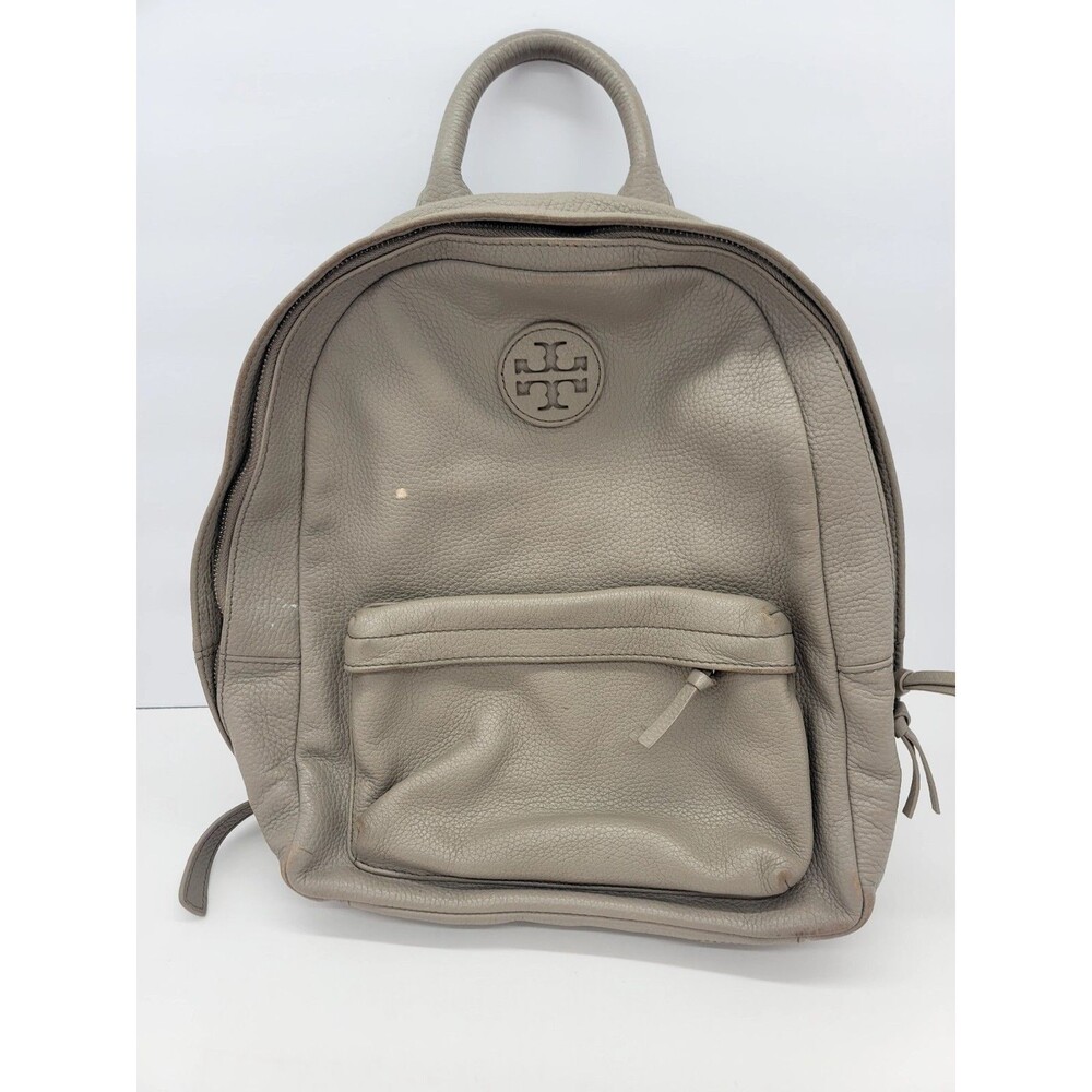 Tory Burch Thea Backpack French Gray Purse Bag Pebbled Leather w/Protective Bag